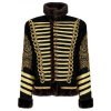 HUSSAR BLACK FAUX FUR MILITARY WOOL JACKET