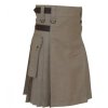 Khaki Men Leather Straps Utility Kilt