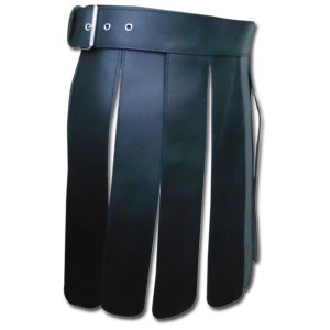 Leather Gladiator Kilt ( Real Black Leather Heavy Duty )