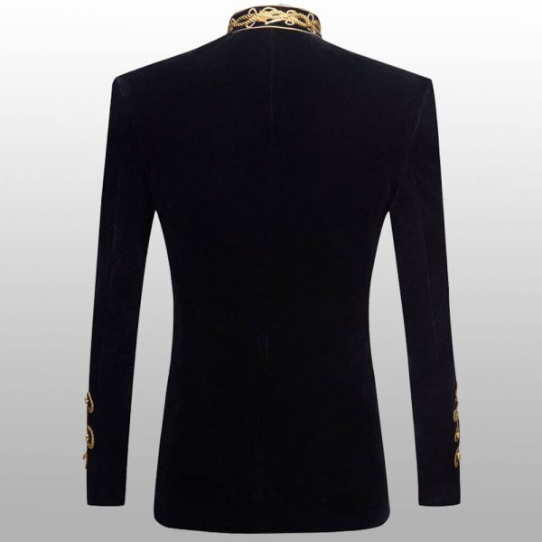 Men Braided Black Velvet Jacket Military Gold Braided Jacket Hussar Velvet Jacket1