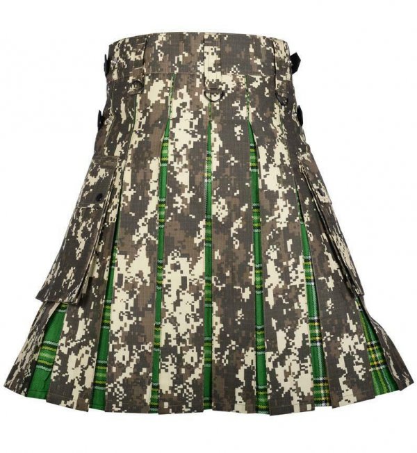 Men Military Digital Camo Utility Hybrid Kilt Irish Tartan Under Pleated1