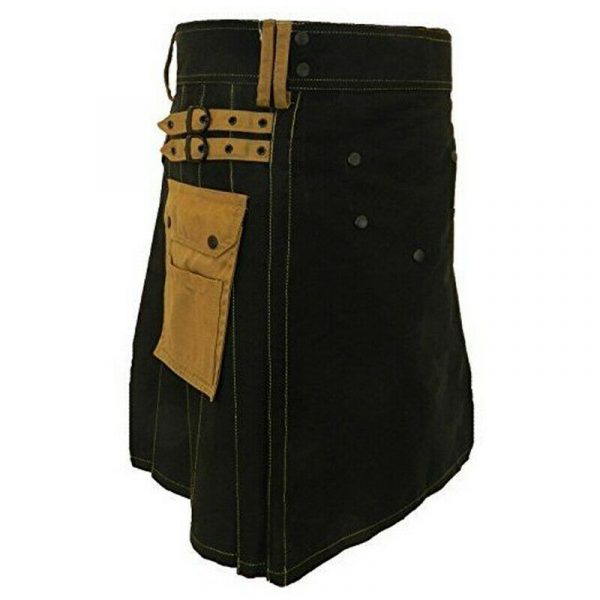 Mens Black Deluxe Scottish Kilt Fashion Utility Kilts1