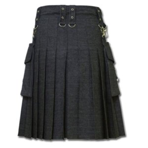 Men’s Black Denim Modern Kilt