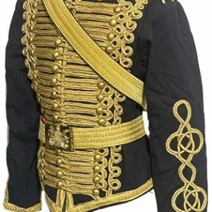 Men’s Black and Gold Ceremonial Hussar Officers Military Jacket