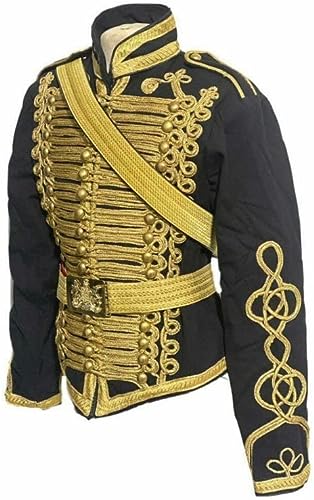 Men’s Black and Gold Ceremonial Hussar Officers Military Jacket