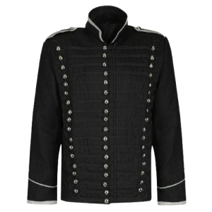 Men’s Black hussar steampunk cotton parade jacket, military jacket