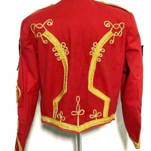 Men’s Ceremonial Gold Braiding Hussar Red Jacket with Hand embroidery