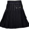 Men’s Fashion Cotton Black Utility Kilt with Bespoke Stitching2