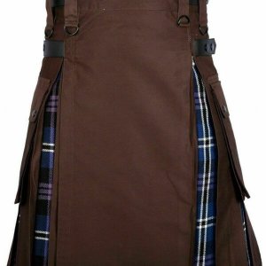 Men’s High Quality Hybrid Kilt- Brown Cotton and Heritage of Scotland Tartan