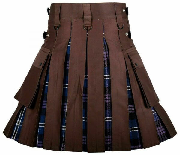 Men’s High Quality Hybrid Kilt- Brown Cotton and Heritage of Scotland Tartan1