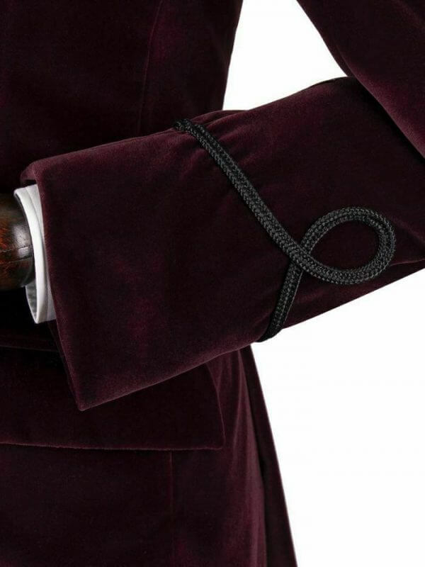 Men’s Maroon Vintage Velvet Smoking Jacket with Shawl Collar Dinner Jacket2