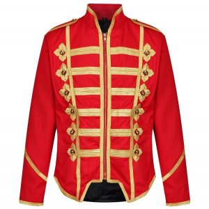 Men’s Military Army Gold Hussar Drummer Officer Music Festival Parade Jacket