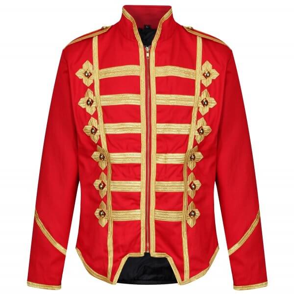 Men’s Military Army Gold Hussar Drummer Officer Music Festival Parade Jacket