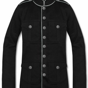 Men’s Military Jacket Black White Goth Steampunk Army Coat