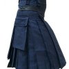 Men’s Navy Blue 100% Genuine Leather Straps Fashion Sport Utility Kilt