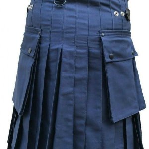 Men’s Navy Blue 100% Genuine Leather Straps Fashion Sport Utility Kilt2