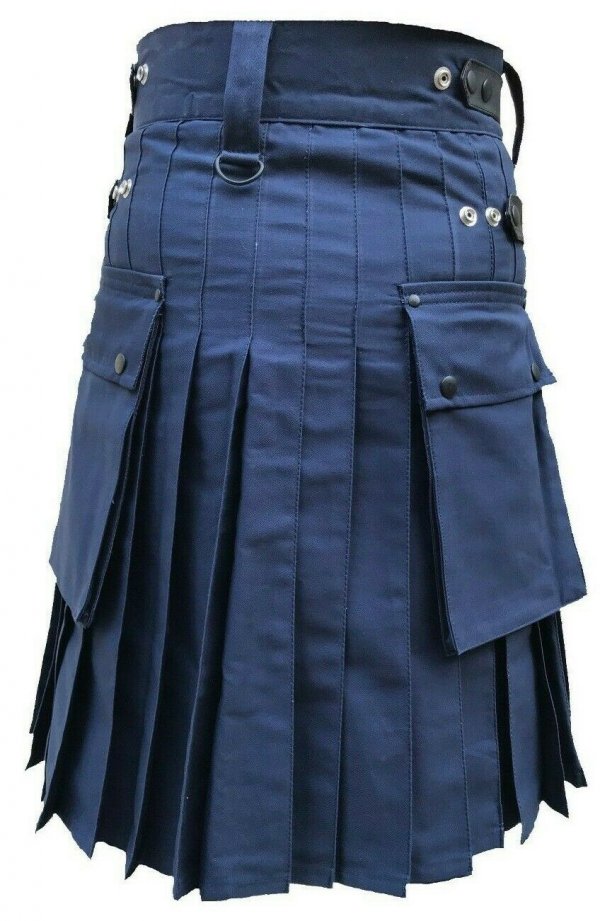 Men’s Navy Blue 100% Genuine Leather Straps Fashion Sport Utility Kilt2