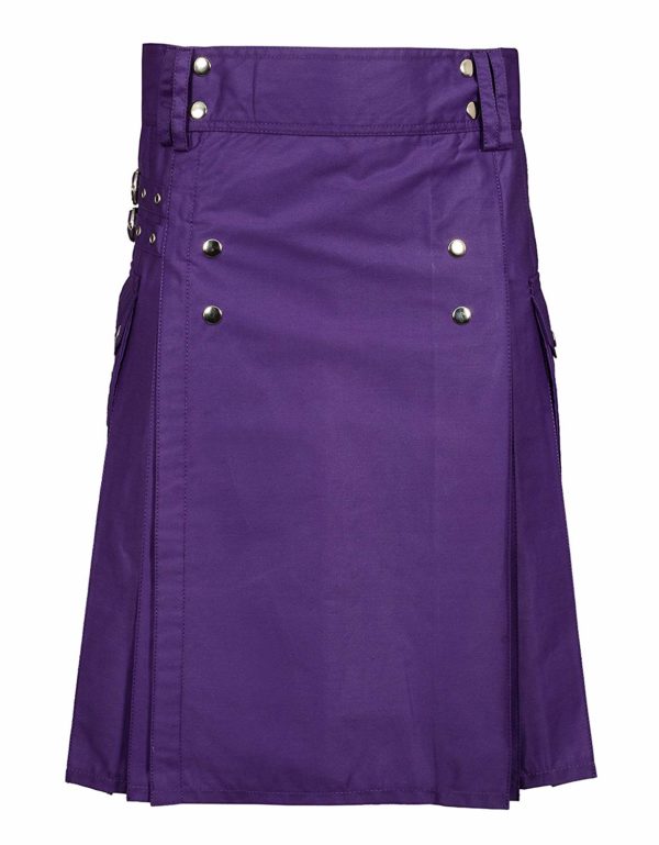 Men’s Purple Utility Kilt Made in 100% Cotton