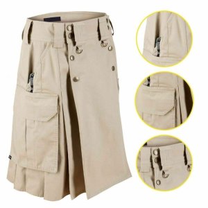 Military Combat Tactical Duty Kilt Police Cargo Urban Uniform Khaki Cotton Kilt