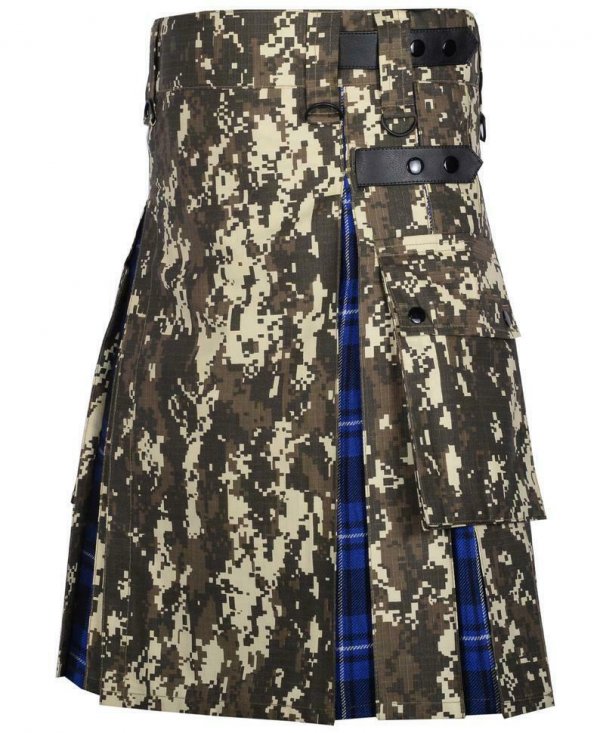 Military Digital Camo Utility Hybrid Kilt American Patriot Tartan Under Pleated