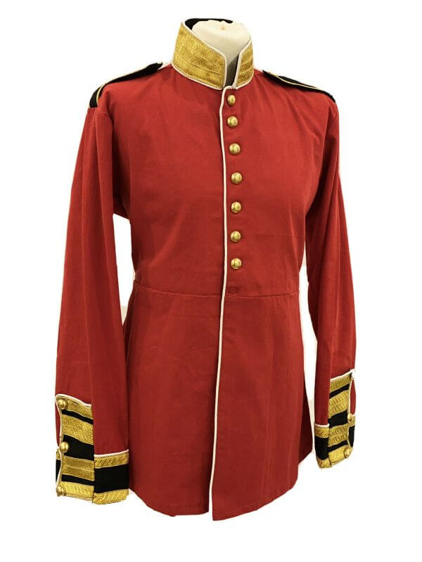 Military Steampunk Red Black Jacket With Brass Buttons