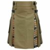 Modern Fashion Extendable Brown & Camel Tartan Tactical Fashion Kilt 100% Cotton