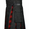 Modern Hybrid Black Denim & Wallace Tartan Kilt Handmade Hybrid Utility Kilt1