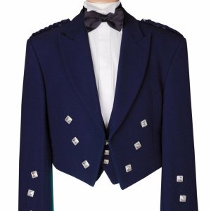 NAVY BLUE PRINCE CHARLIE SCOTTISH KILT JACKET & WAISTCOAT