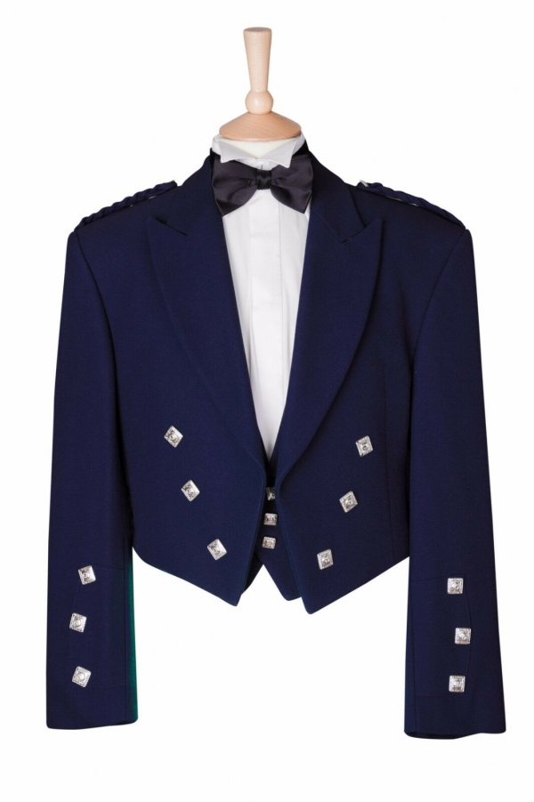 NAVY BLUE PRINCE CHARLIE SCOTTISH KILT JACKET & WAISTCOAT