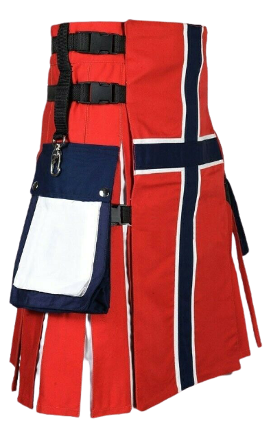 NORWEGIAN FLAG COTTON HYBRID UTILITY KILT FOR MAN