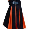 New Great Scottish Black And Orange Hybrid Kilt For Men