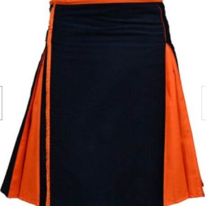 New Great Scottish Black And Orange Hybrid Kilt For Men