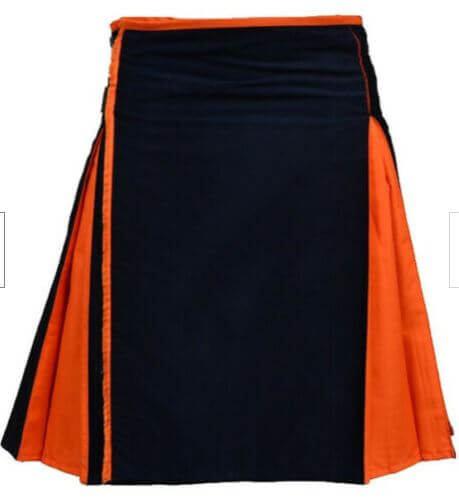 New Great Scottish Black And Orange Hybrid Kilt For Men2