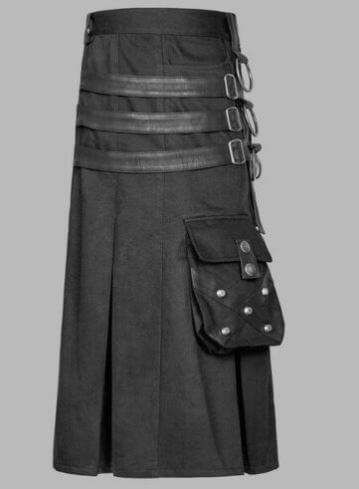 New Great Scottish Gothic Cotton Utility Kilt For Men