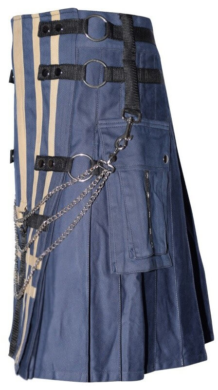 New Stylish Blue Cotton Utility Kilt1