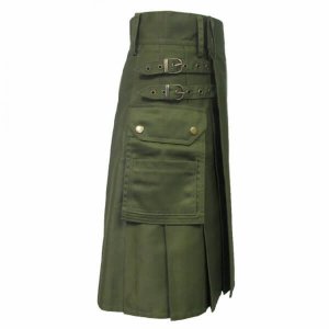 Olive Green Heavy Cotton Utility Wilderness Kilt