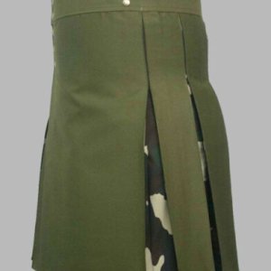 Olive Hybrid Kilt Trekking Tailor-made for Men – Under Camo Pleats