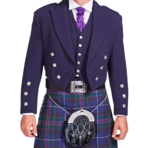 Prince Charlie Navy Blue Wool Jacket & Waistcoat Set