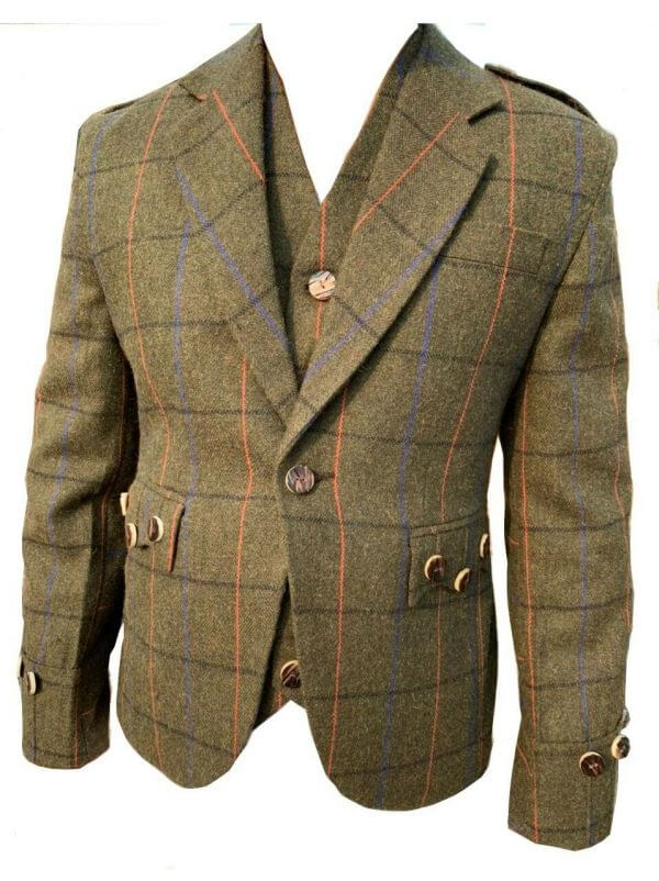 Scottish Argyle Kilt Jacket & Vest Men’s New Green Tweed Wedding Jacket