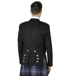 Scottish Barathea Wool Prince Charlie Kilt Jacket With & 5 Button Waistcoat