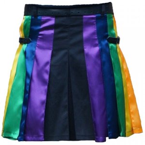 Scottish Fashion Utility Hybrid Kilts Gay For Men Black Color With Six Pleats