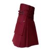 Scottish Handmade Maroon Utility Kilt For Men Heavy Duty Cotton Kilts For Sale2