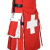 Scottish Men 100% Cotton Utility Kilt Swiss Flag Kilt