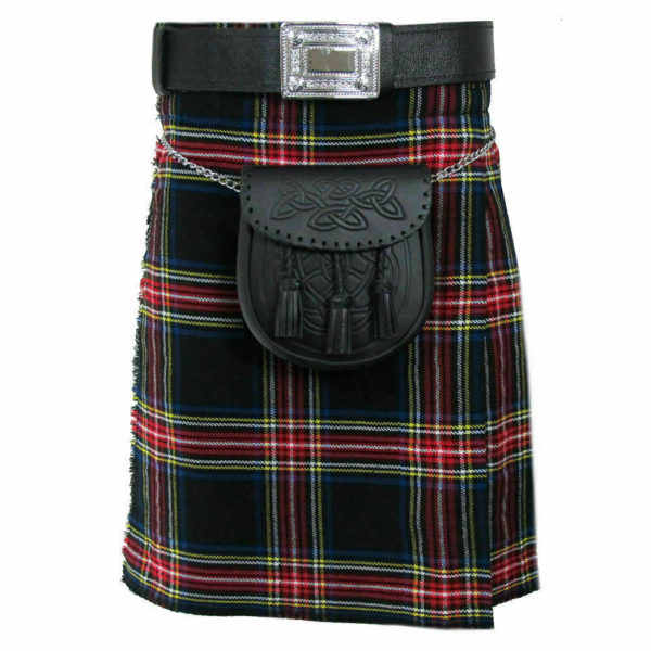 Scottish Men’s Black Stewart Tartan Kilt