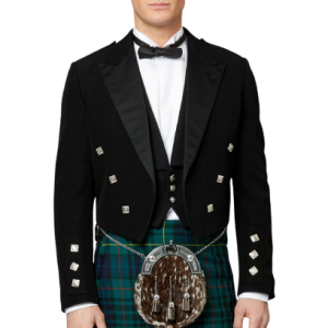 Scottish Mens Prince Charlie Kilt Jacket with Waistcoat Vest