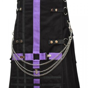 Scottish Modern Black & Purple Kilt Fashion Kilts For Men