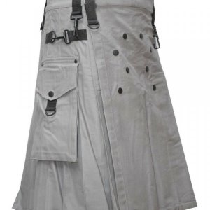 Scottish Modern Custom Grey Kilt Fashion Utility Kilts For Men