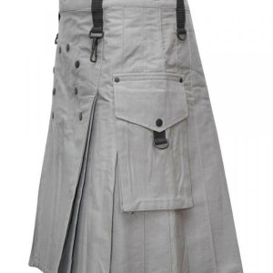 Scottish Modern Custom Grey Kilt Fashion Utility Kilts For Men