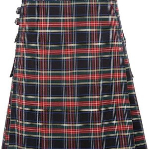 Scottish Style Plaid Contrast Color Pocket Pleated Skirt Kilt for Men Irish Traditional