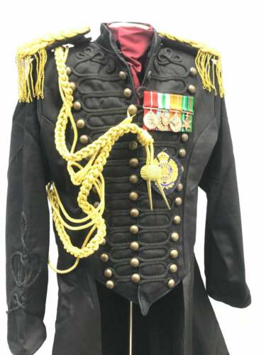 Steampunk Military’s Style Coat With Black Braid